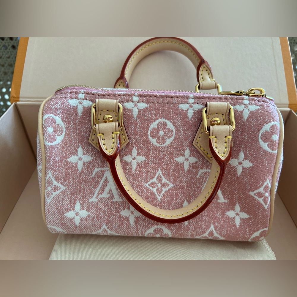 *NEW* Louis Vuitton Rose Pink Denim Nano Speedy - Picture 5 of 16